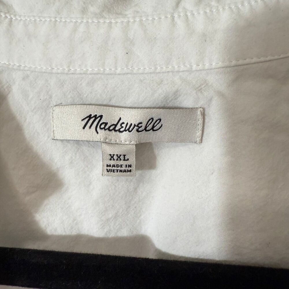 Madewell Y-Neck Short Sleeve White Button Down Textured Cotton Shirt Size XXL - Picture 3 of 5